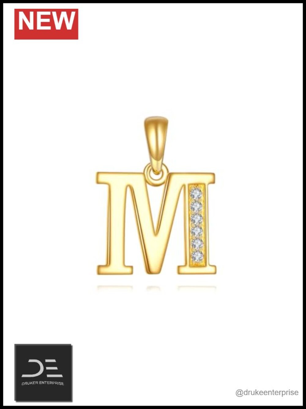 14k Yellow Gold Diamond Initial Pendant Necklace Dainty Letter Jewelry for Women